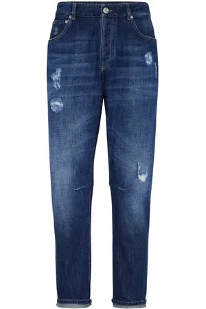 Brunello Cucinelli Distressed-finish straight-leg jeans