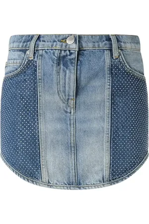 Pinko Rhinestone-embellished denim skirt