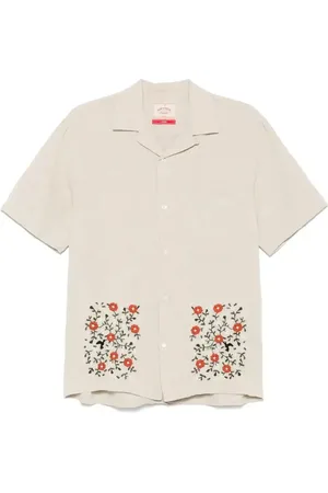 Portuguese Flannel Floral-embroidery shirt