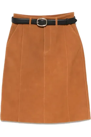 Self-Portrait Belted suede skirt