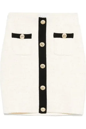 Self-Portrait Sequin-embellished knitted mini skirt