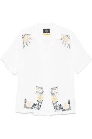Portuguese Flannel Floral-embroidery shirt