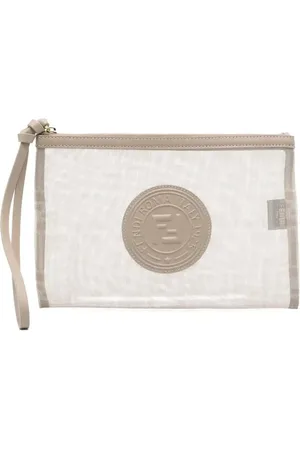 Fendi Logo-patch clutch bag