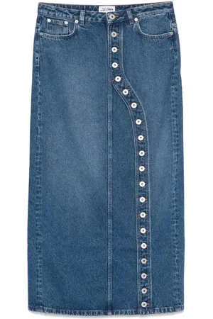 Jean Paul Gaultier Asymmetric denim midi skirt
