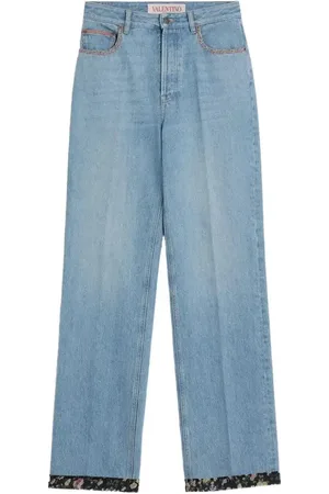 VALENTINO GARAVANI Floral-trim jeans