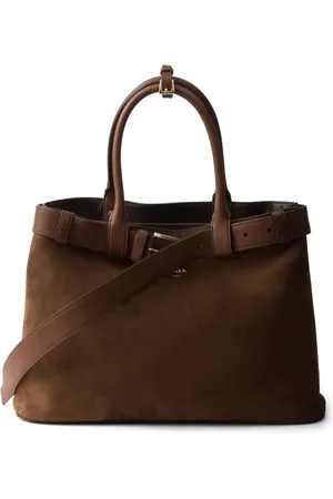 Prada Buckled suede tote bag