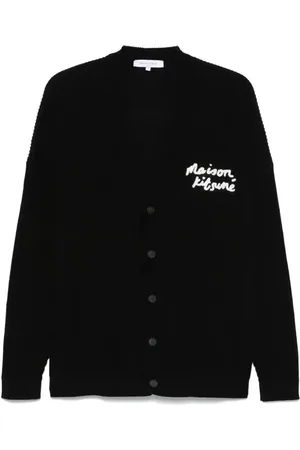 Maison Kitsuné Handwriting-embroidered ribbed cardigan