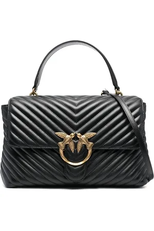 Pinko Love-birds logo chevron-quilted bag