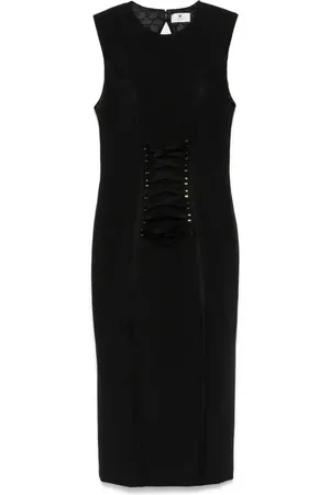 Elisabetta Franchi Crossover-lace crepe midi dress