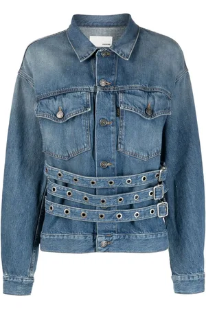 haikure Belt-detail denim jacket