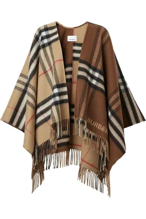Burberry Contrast check fringed cape