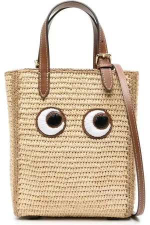 Anya Hindmarch Eyes-embroidered raffia tote bag