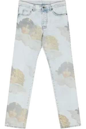 Fiorucci Angel-print mid-rise straight jeans