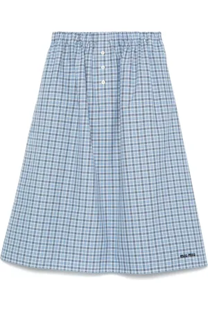 Miu Miu Plaid-check midi skirt