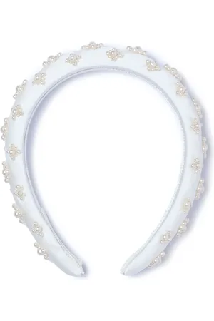 Jennifer Behr Pearl-embellished silk headband