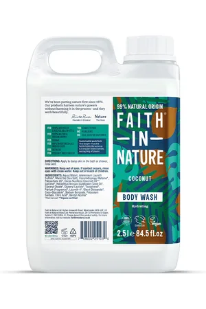 Faith In Nature Body Wash 2.5L Refill - Coconut - Bulk Buy - Natural, Vegan & Cruelty Free