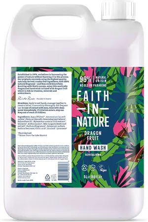Faith In Nature Dragon Fruit Hand Wash 5L Refill - Natural Vegan Organic Liquid Hand Soap - Bulk Buy