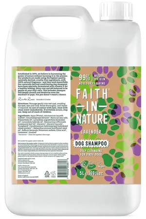 Faith In Nature Lavender Dog Shampoo 5L Refill - Naturally Cleansing And Deodorising - Vegan & Cruelty Free & Cruelty Free - Bulk Buy