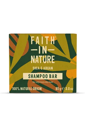 Faith In Nature Shampoo Bar - Shea & Argan - Dry/Very Dry Hair - Plastic Free Zero Waste - Natural Vegan & Cruelty Free - 85g