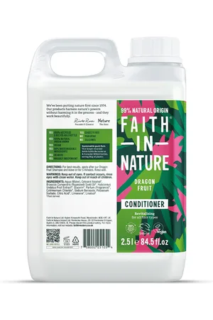 Faith In Nature Conditioner 2.5L Refill - Dragon Fruit - All Hair Types - Natural, Vegan & Cruelty Free - Paraben and SLS free - Bulk Buy