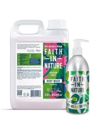 Faith In Nature Dragon Fruit Body Wash 2.5L With Aluminium Refill Bottle - Organic Natural Shower Gel - Vegan & Cruelty Free - Bulk Buy