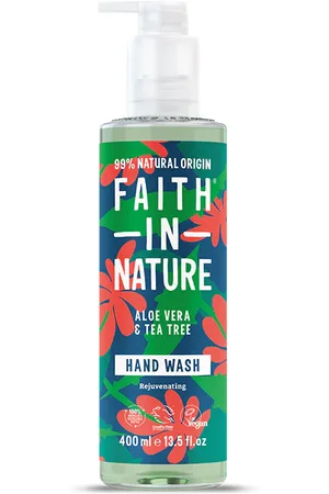 Faith In Nature Aloe Vera & Tea Tree Hand Wash 400ml - Natural Vegan Organic Antibacterial Liquid Hand Soap