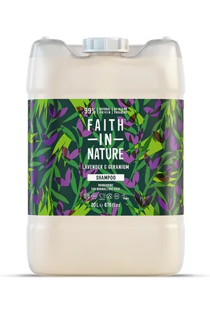 Faith In Nature Lavender & Geranium Shampoo 20L Refill - Natural, Vegan & Cruelty Free - Paraben And SLS Free - Bulk Buy - Normal To Dry Hair
