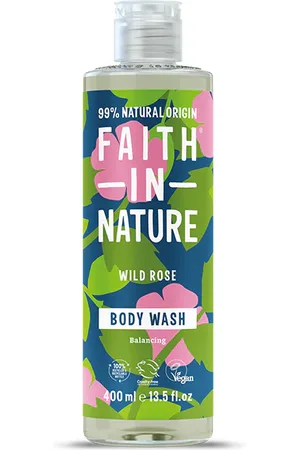 Faith In Nature Wild Rose Body Wash 400ml - Organic Natural Shower Gel - Vegan & Cruelty Free
