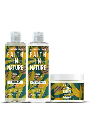 Faith In Nature Very Dry Hair Care Bundle - Organic Shea & Argan Shampoo, Conditioner & Hair Mask - Vegan & Cruelty Free - 3 Piece Set