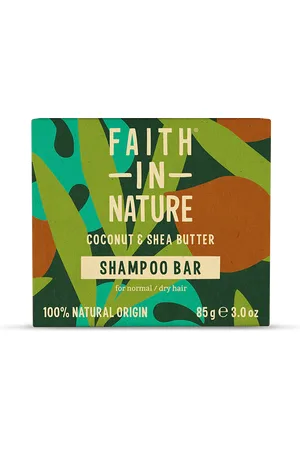 Faith In Nature Shampoo Bar - Coconut & Shea Butter - Dry/Very Dry Hair - Plastic Free Zero Waste - Natural Vegan & Cruelty Free - 85g