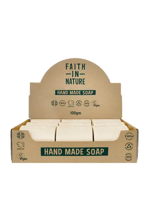 Faith In Nature Unwrapped Natural Coconut Soaps - Box Of 18 - Plastic Free & Zero Waste - Vegan & Cruelty Free - Essential Oils