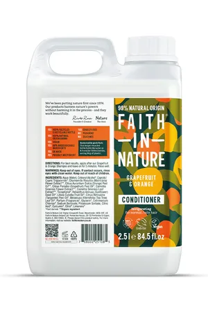 Faith In Nature Conditioner 2.5L Refill - Grapefruit & Orange - Normal To Oily Hair - Natural, Vegan & Cruelty Free - Paraben and SLS free - Bulk