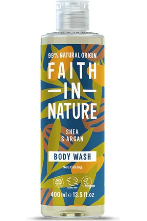Faith In Nature Shea & Argan Body Wash 400ml - Organic Natural Shower Gel - Vegan & Cruelty Free