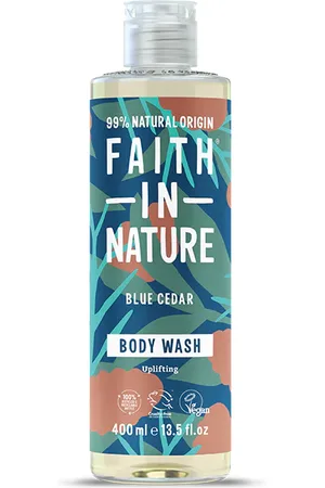 Faith In Nature Blue Cedar Body Wash 400ml - Organic Natural Shower Gel - Vegan & Cruelty Free