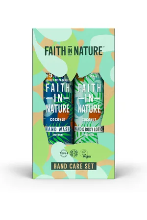 Faith In Nature Coconut Hand Care Set - Natural Vegan Hand Wash and Hand & Body Lotion 400ml