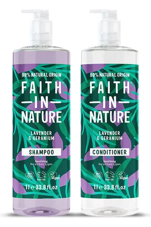 Faith In Nature Lavender & Geranium 1L Nautral Shampoo & Conditioner Set - All Hair Types - Vegan & Cruelty Free - Paraben And SLS Free