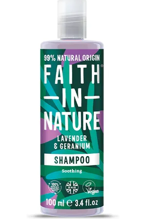 Faith In Nature Lavender & Geranium Shampoo - 100ml Travel Size - Natural, Vegan & Cruelty Free - Paraben And SLS Free - Normal To Dry Hair