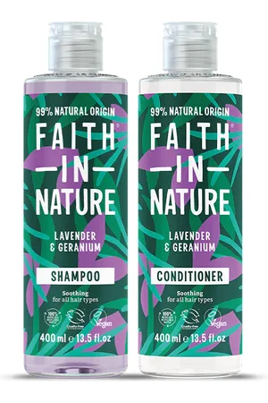 Faith In Nature Lavender & Geranium Shampoo & Conditioner Set - Natural, Vegan & Cruelty Free - Paraben And SLS Free - 2 X 400ml - Normal To D