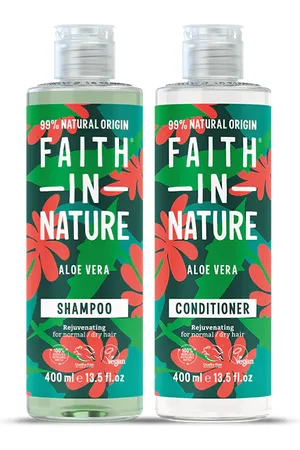 Faith In Nature Aloe Vera Shampoo & Conditioner Set - Natural, Vegan & Cruelty Free - Paraben And SLS Free - 2 X 400ml - Normal To Dry Hair