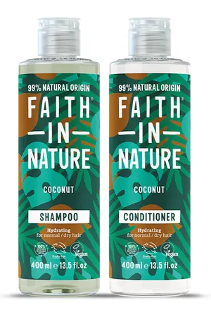 Faith In Nature Coconut Shampoo & Conditioner Set - Natural, Vegan & Cruelty Free - Paraben And SLS Free - 2 X 400ml - Normal To Dry Hair