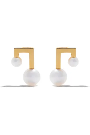 Tasaki 18kt yellow Balance Note Collection Line Akoya pearl stud earrings