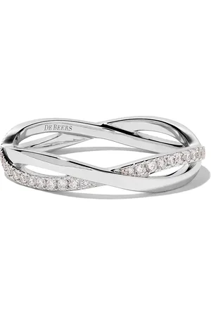 De Beers 18kt white gold Infinity half pavé diamond band ring