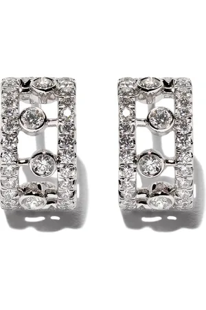 De Beers 18kt white gold Dewdrop diamond hoop earrings