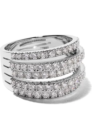 De Beers 18kt white gold DB Classic Five Line diamond band ring