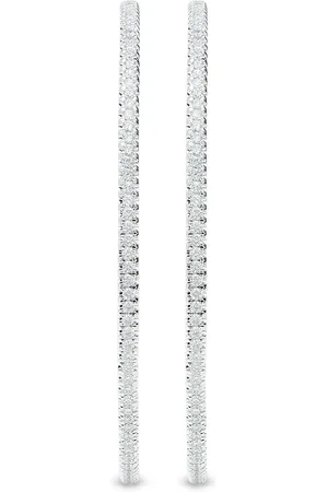 De Beers 18kt white gold DB Classic diamond hoop earrings