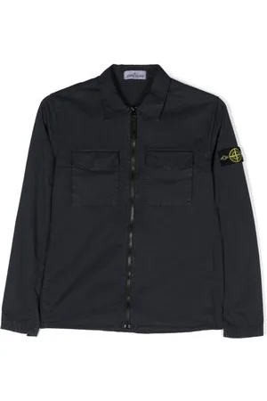 Logo-patch sleeve shirt jacket