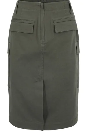 Twill Pencil Midi Skirt