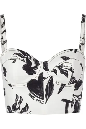 Moschino slogan-print corset top - Grey