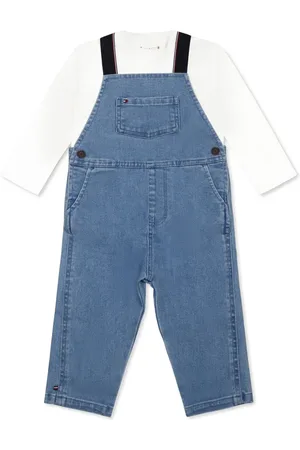 Tommy Hilfiger Contrast-strap denim dungarees