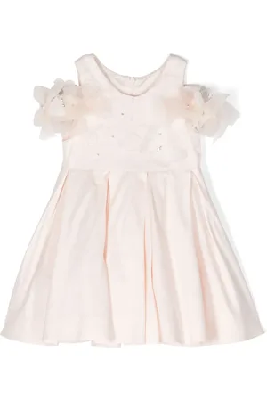 Lapin House Detachable-bow lace-appliqué dress
